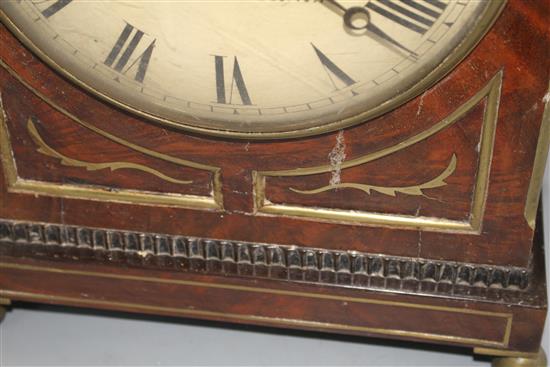 A Regency brass inset mahogany bracket clock by Turk of Sittingbourne, with painted dial and twin fusee movement, height 51cm